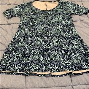 Lularoe Blue Tribal Print Perfect T